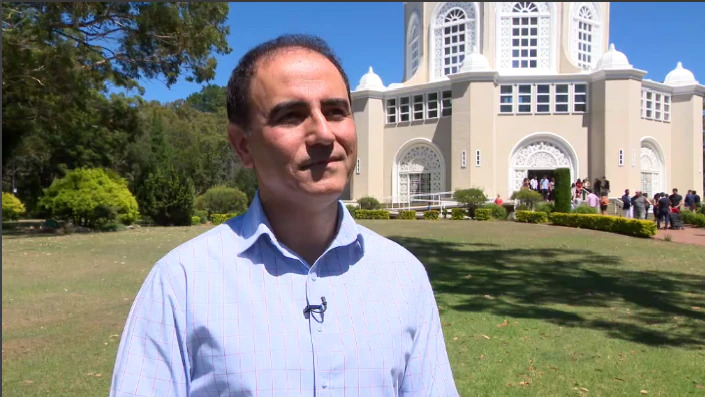 Australian Baha'i spokesman Mehrzad Mumtahan outside the Bahai temple in Sydney prior to the coronavirus pandemic.