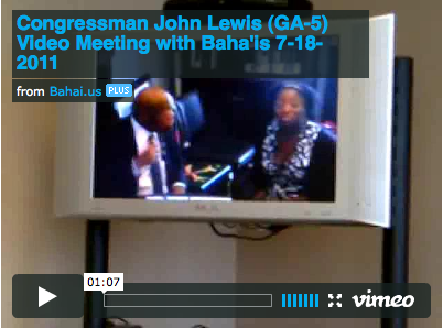VIDEO: U.S. Congressman John Lewis video meeting with Georgia Baha’is on behalf of Baha’is in Iran