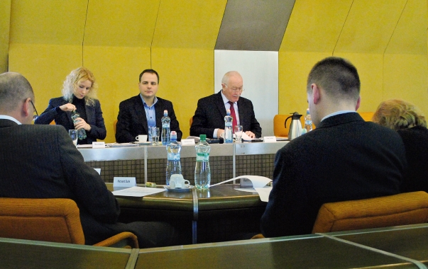 Members of the Foreign Affairs Committee of the National Council of the Slovak Republic met on 19 January to discuss a resolution condemning the Iranian regime's persecution of Baha'is. The Committee's chair, Dr. Frantisek Sebej, pictured center with red tie, said, "Though I do not expect that the Iranian Government will stop the persecution of Baha'is, at least it will not dare to do more horrific things while thinking that no one is watching and nobody cares."
