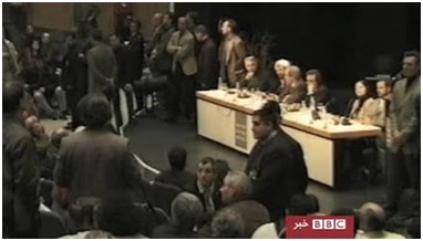 Source: BBC Persian Figure 3 Eshkevari’s participation in the Berlin conference in April 2000 was the basis for his arrest after he returned to Iran. Second from the left at the table, Eshkevari can be seen participating in a panel discussion in the Berlin conference.