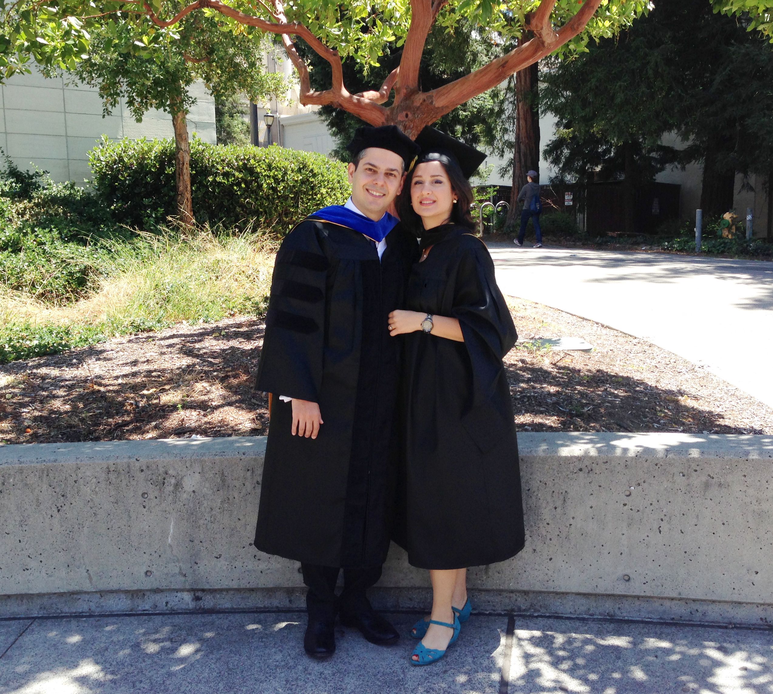 Niknaz Aftahi with her husband Fares at her graduation from UC Berkeley in 2014. (Niknaz Aftahi)