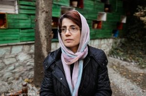 Human rights lawyer Nasrin Sotoudeh, who represented women who removed their religious headscarves, is in prison on charges of “conspiracy against national security.” (© Kaveh Kazemi/Getty Images)